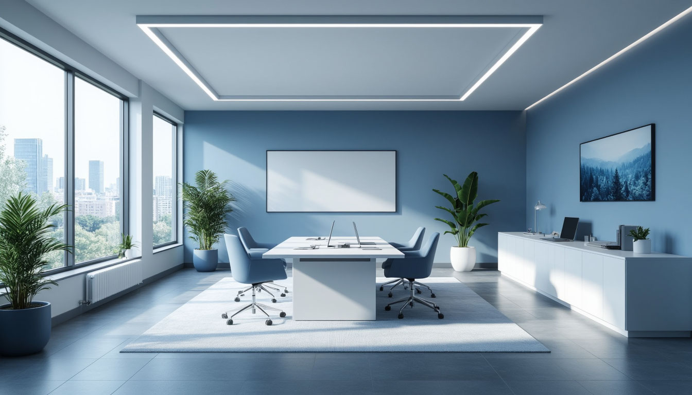 офис в синих тонах
